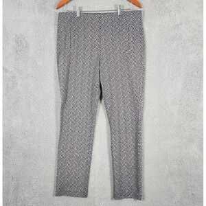 Chico's Women Sz 1.5 (M) Ankle Dress Pants Black White Chevron Comfort Workwear